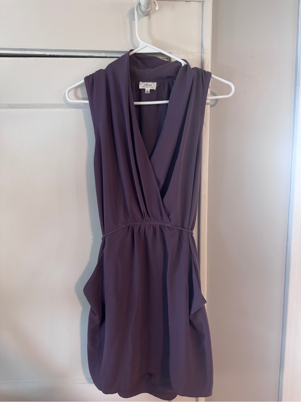 Wilfred Sleeveless Purple Wrap-Front Dress